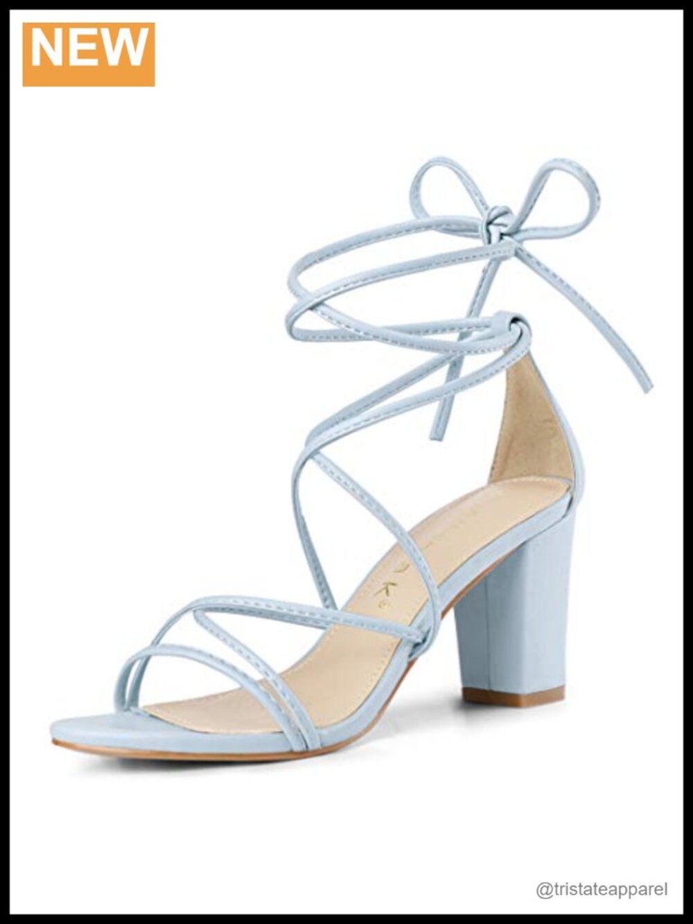 Faux Leather Strappy Lace Up Chunky Heeled Sandals